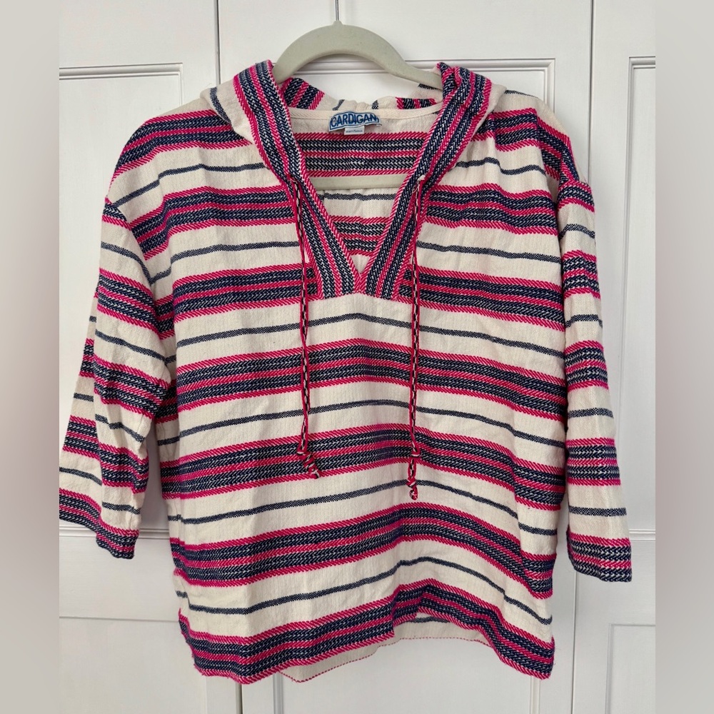 Anthropologie Cardigan Striped Hooded Sweater Size Small